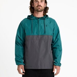 Volcom NWT Men's Teal and Charcoal Windbreaker